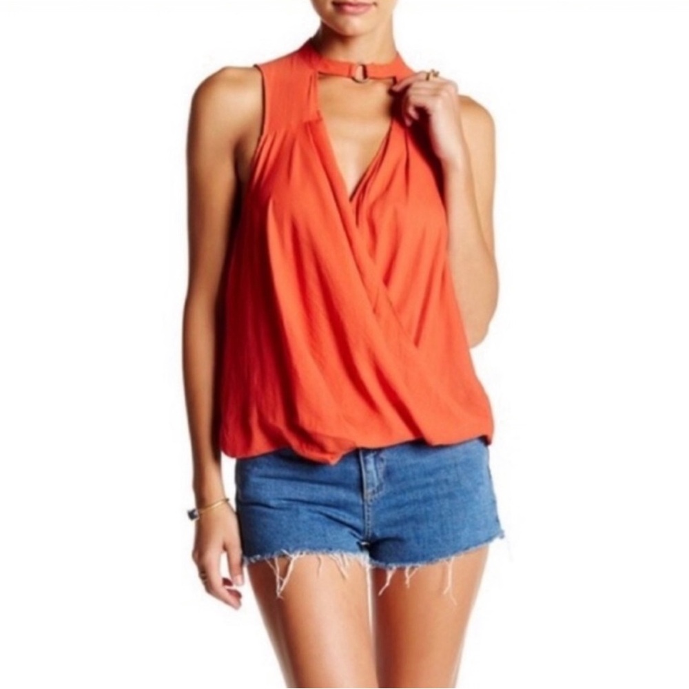 Free People NEW So Fine Draped Faux Wrap Choker Tank Size Medium